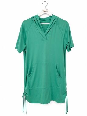 Sol Borne Aqua Green Swim Coverup Cinch Sides Hooded Size XL Dress